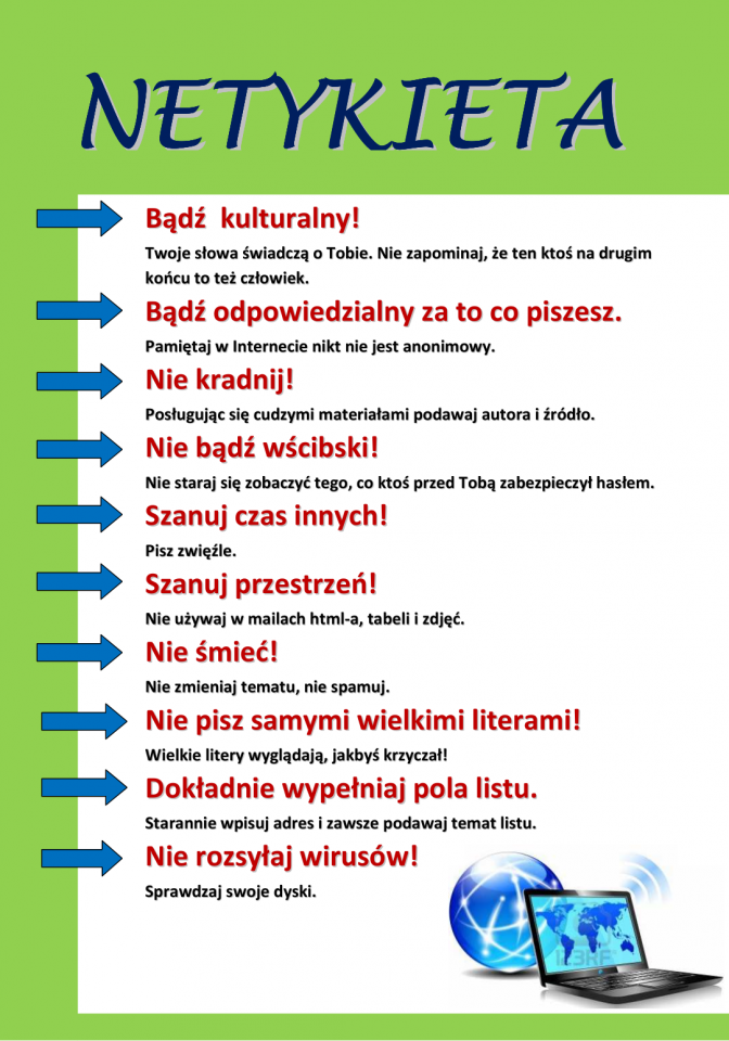 Plakat o netykiecie. Więcej info pod zdjęciem.