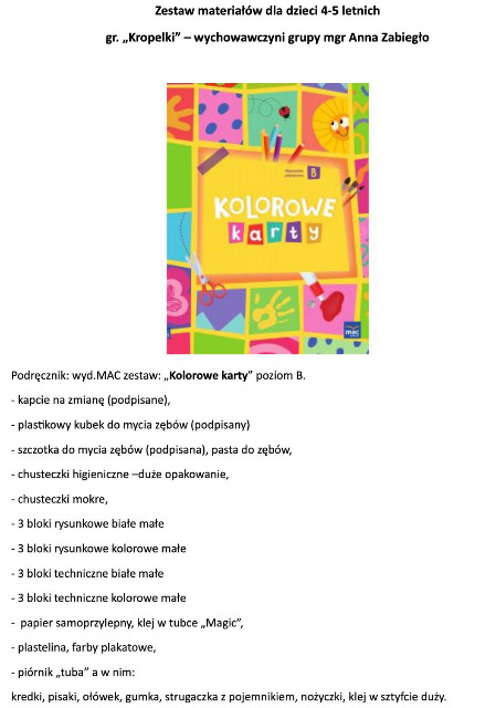 Zestaw dla dzieci 4-5-letnich. Więcej informacji pod zdjęciem